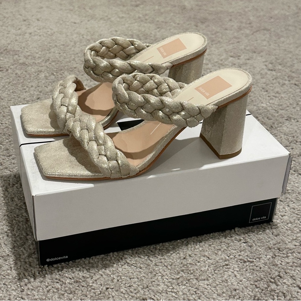 Dolce Vita Women's Braided Block Heel Sandals - Metallic 7.5 never worn! Gold